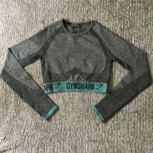 Gymshark FLEX marl grey long sleeve crop top